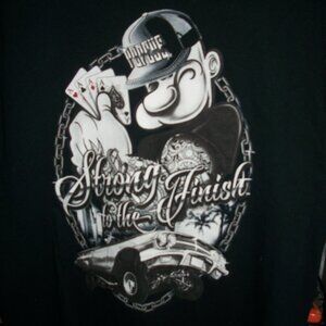 Large Popeye Strong to the Finish 2 Graphic T-Shirt-Good Condition-No Tags